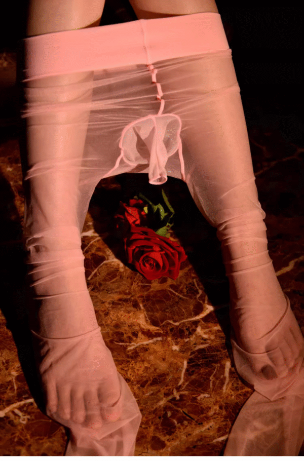 003-4 Men’s Plus-Size Sexy Fully Transparent Silky Pantyhose