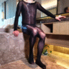 Men’s Full-Body Ultra-Sheer Glossy Silky Bodystocking