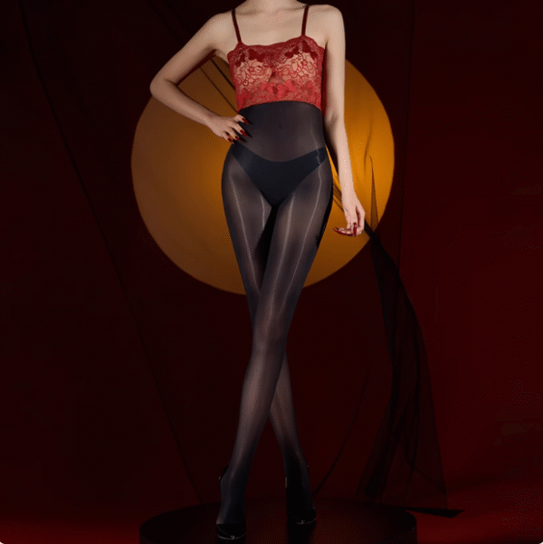 Ultra-thin Silky Glossy Sexy Lace Suspender Bodystocking