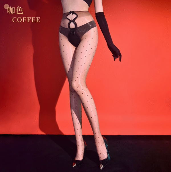 Aurora Polka Dot Ultra-Sheer Crotchless Pantyhose