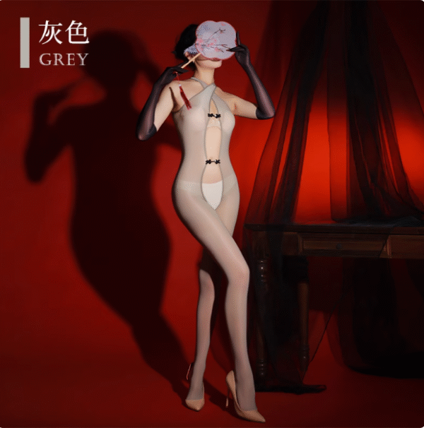 Stretchy Full-Open Glossy Cross Strappy Silky Bodystockings