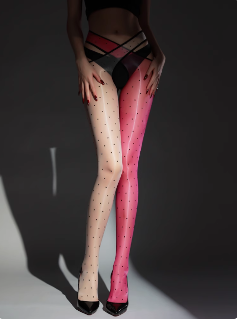 Sexy Cross-Strap Convertible Aurora Glossy Polka Dot Ultra-thin Stockings