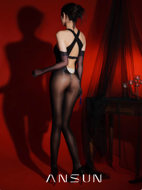 10D Halter Backless Cross-Strap Split-Open Sexy Bodystocking