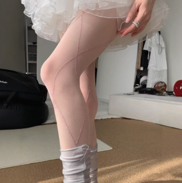 Silver Thread White Sheer Sparkly Sexy Pantyhose
