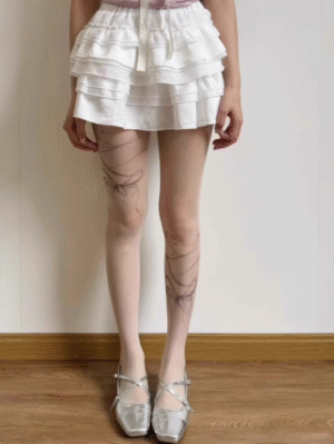 027-3 Black Sheer Butterfly Print Anti-Snag Tights – JK Style