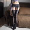 035-1 Aurora Anti-snag Glossy Suspender Stockings with Built-in Lace Mini Skirt