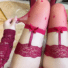 Heart Pattern Over-the-Knee Thigh Highs with 3D Garter Straps and Anti-slip Lace