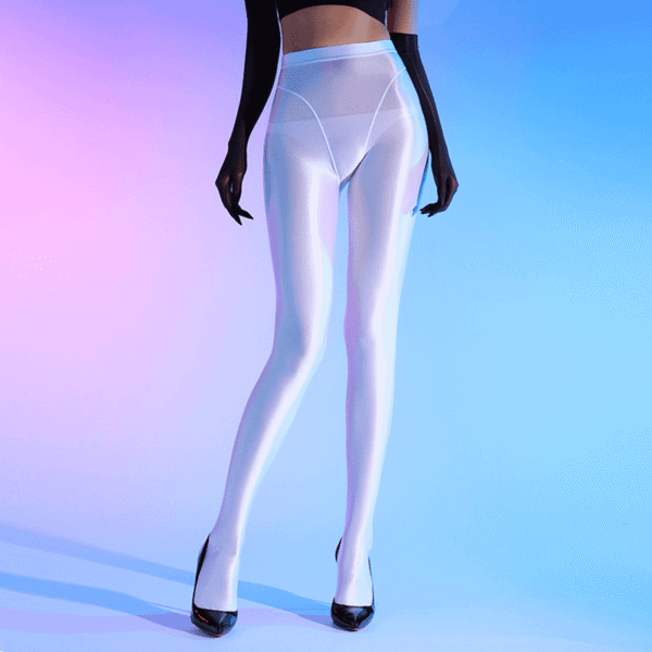 High-Cut Glossy Satin Sheen Shaping Tights – 80D