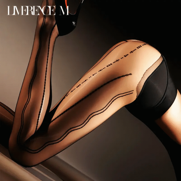 061-1 Ultra-Sheer Glossy Seamless Pantyhose with Wave Jacquard & Aurora Shine