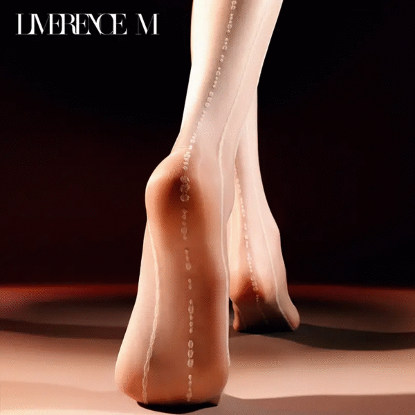 061-4 Ultra-Sheer Glossy Seamless Pantyhose with Wave Jacquard & Aurora Shine