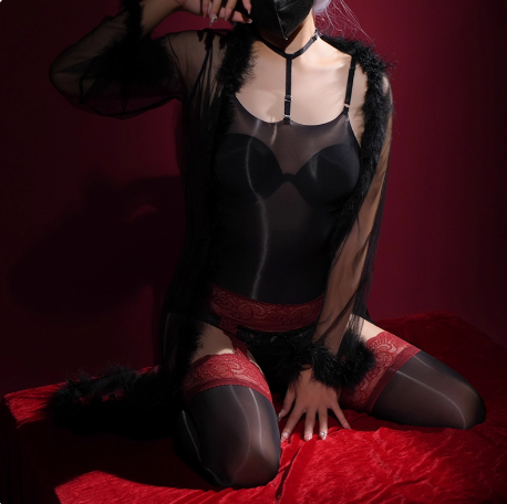 Shiny Halter-Strap One-Piece Bodystocking Outfit